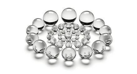 Circular arrangement of clear oval shaped objects on a white background