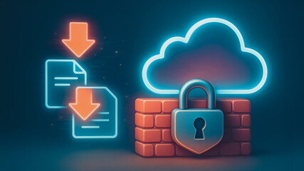 Data Security: Illustrative artwork, showcasing the essence of data security, featuring a protective lock symbolizing cloud data protection. This image suggests secure file transfer.