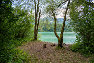 Au bord du lac de la Gruyère, la plage de Morlon et ses environs offrent un panorama sur les Préalpes fribourgeoises.