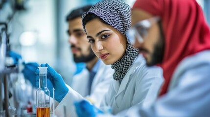 Arab female scientist working in laboratory
