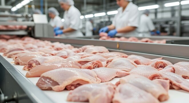 Chicken meat processing with automated cutting trimming and weighing