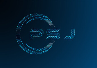 PSJ low poly letter logo vector design. PSJ lower poly logo design. Low poly logo.