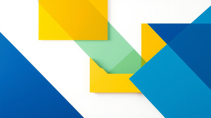 Vibrant abstract background with geometric shapes in blue and yellow isolated on white background, a modern design for digital and print media