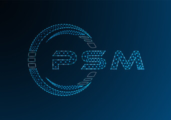 PSM low poly letter logo vector design. PSM lower poly logo design. Low poly logo.