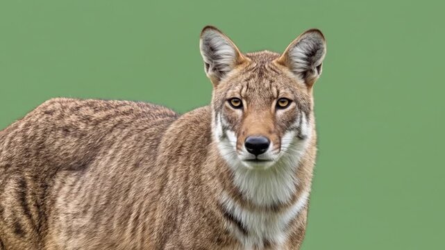 Red wolf stares with golden eyes