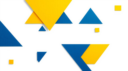 Geometric triangles in yellow and blue isolated on white background, a modern and vibrant design for various creative projects and presentations