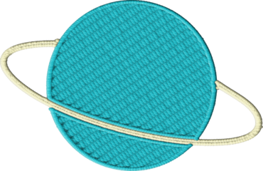 Colorful Embroidered Ringed Planet Design
