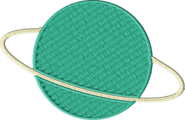 Colorful Embroidered Ringed Planet Design