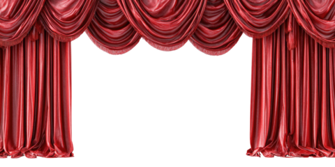 Red velvet theater stage curtains