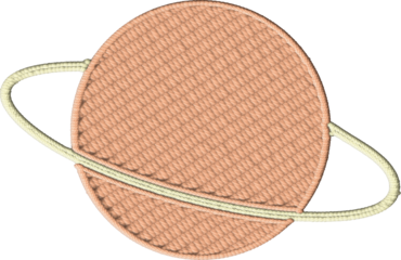 Colorful Embroidered Ringed Planet Design