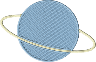Colorful Embroidered Ringed Planet Design