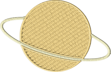 Colorful Embroidered Ringed Planet Design