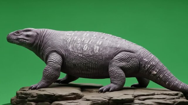 Reptilian beast upon stone platform