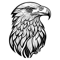 Detailed illustration showcasing an eagle head, exuding strength, precision in linework and