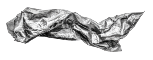 Crumpled, gray-scale, plastic-like material