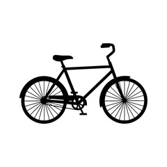 Fototapeta premium Silhouette of a classic bicycle with curved handlebars and fenders.