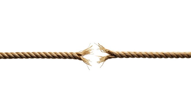 Rope is breaking isolated on white background