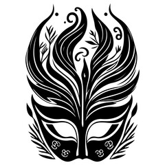 Fototapeta premium Dramatic abstract masquerade mask design with intricate swirling patterns creates a sense of