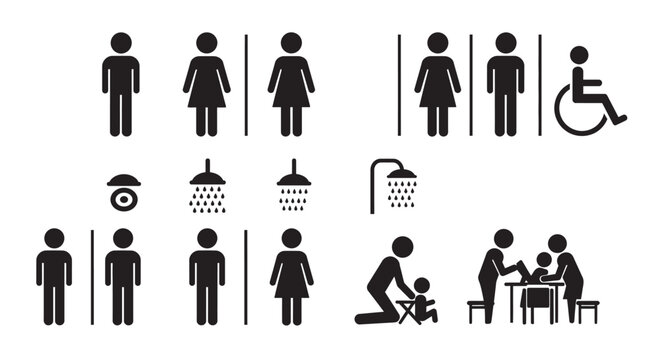 Set of male and female toilet sign icons, sanitar symbol