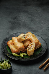 rolled omelette snack filled with vermicelli and egg