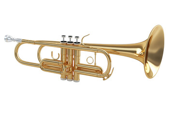 High-resolution golden trumpet musical instrument brass wind orchestra band music player isolated on transparent background