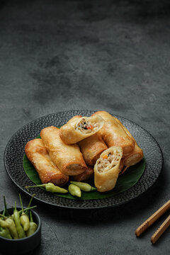 rolled omelette snack filled with vermicelli and egg