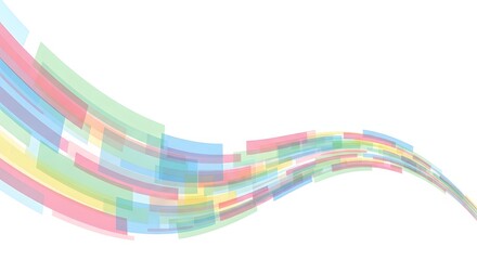 Abstract colorful wavy lines flowing across a white background