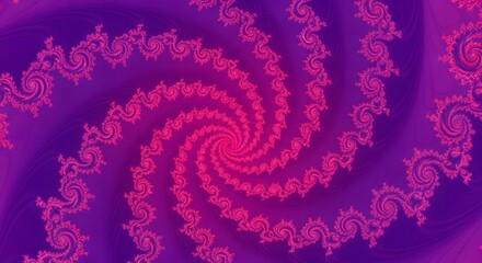 Intricate pink and purple fractal spiral with repeating patterns