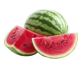 Fresh watermelon, whole and sliced, vibrant red flesh, green rind (1)