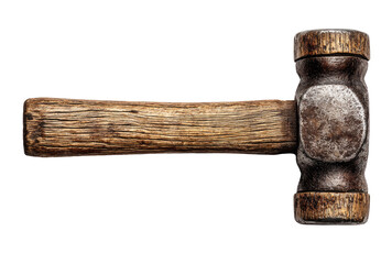 Close-up of a weathered hammer with a wooden handle