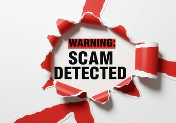 A digital poster with the phrase &ldquo;WARNING SCAM DETECTED in large capital letters