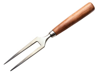 Fototapeta premium Silver and wood handled carving fork isolated on transparent background