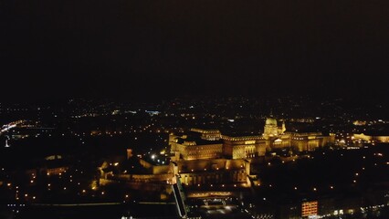 Aerial view Budapest, Hungary illuminated at night