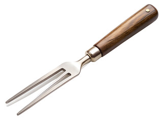 Fototapeta premium Silver and wood handled meat fork isolated on transparent background