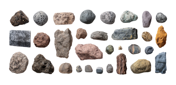 Assorted rocks in various shapes and colors (3)