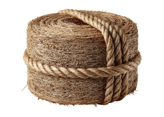 Obraz premium Isolated Roll of Natural Twine Rope on Transparent Background