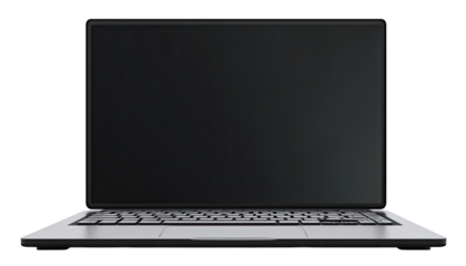 Gray laptop with black screen