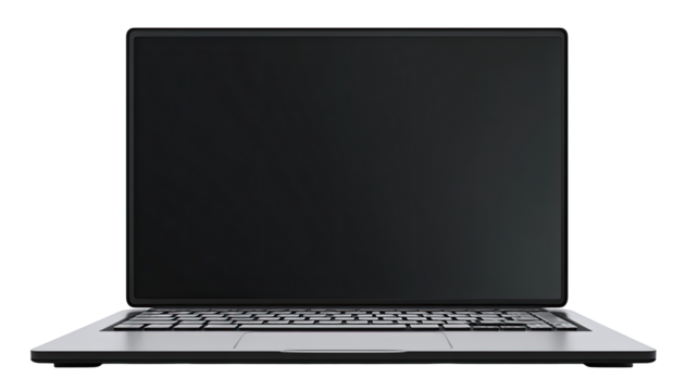 Gray laptop with black screen
