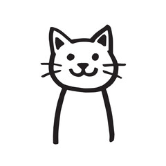 Fototapeta premium Cat Doodle Black and White Illustration Vector Image Cute Kitten Sketch Line Art Drawing Silhouette