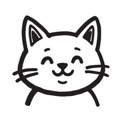 Cat Doodle Black and White Illustration Vector Image Cute Kitten Sketch Line Art Drawing Silhouette