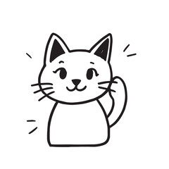 Cat Doodle Black and White Illustration Vector Image Cute Kitten Sketch Line Art Drawing Silhouette