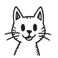 Cat Doodle Black and White Illustration Vector Image Cute Kitten Sketch Line Art Drawing Silhouette