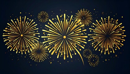 Golden fireworks bursts against a dark background