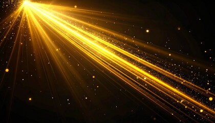 Obraz premium Golden light rays against a black background