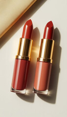 Cosmetic Lipsticks Isolated on Plain Background