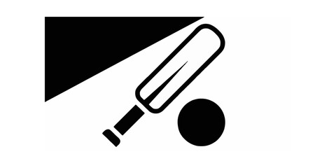 Minimalist Cricket Icon Bat and Ball Ready for Play Under Sunny Skies