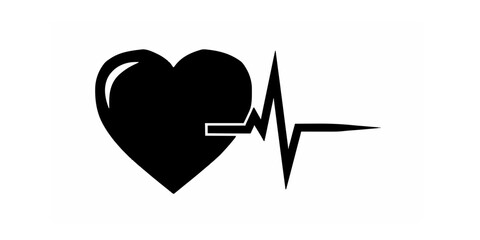 Heartbeat EKG Symbol and Rhythm Line Icon for Health and Medical Concepts