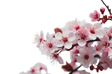 Close-up of delicate pink blossoms on branches