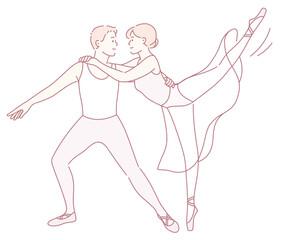 A stylish ballet couple beautifully showcasing their incredible grace and elegance in a stunning dance performance