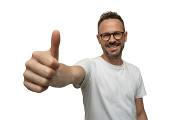 Man giving thumbs up isolated on transparent background